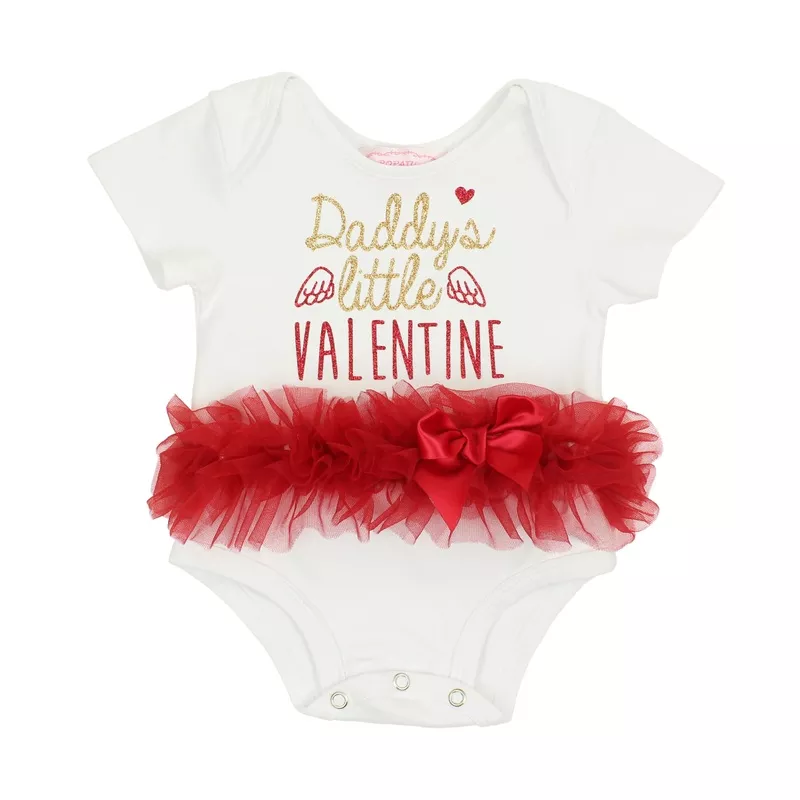 "Daddy's Little Valentine" Ruffle Baby Bodysuit
